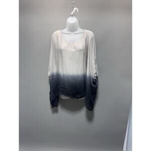 Le Marais Paris Pure Crinkle Silk Layered Blue Gray Ombre Blouse Women’s Size M